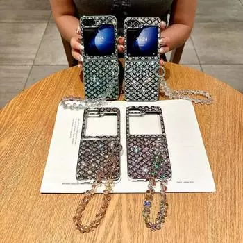 Чехол для телефона Samsung с позолоченной рыбьей чешуей и кристаллами zflip3