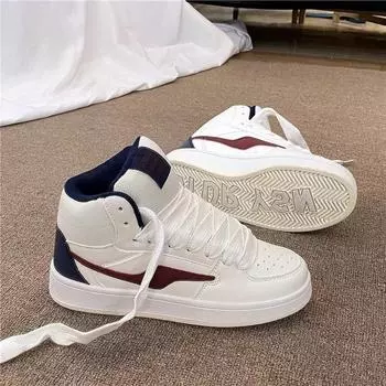 Platform bread shoes new color matching trend casual high-top board shoes retro versatile fashion sports shoes 35