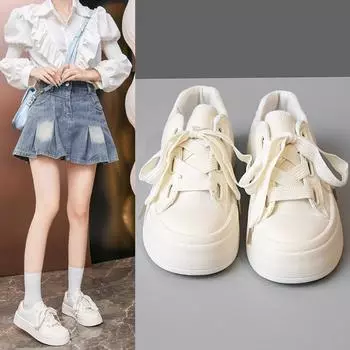 Platform canvas shoes women s summer 2025 new niche versatile breathable little white shoes women s sports and leisure board shoes women 35