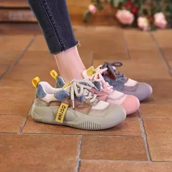 Platform Casual Loafers for Women 2024 New Fashion Mixed Colors Soft-soled Women Shoes Comfortable Mesh Breathable Sport Shoes 35 фиолетовый