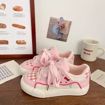 Platform comfortable board shoes women s 2025 spring and autumn new cute versatile cat little white shoes fashion casual women s shoes trend 35