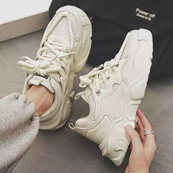 Platform dad shoes men s 2025 new summer casual little white shoes heightening youth mesh sports shoes trendy shoes 39