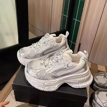 Platform dad shoes women s 2025 new summer thin breathable heightening women s shoes Paris casual sports shoes 35