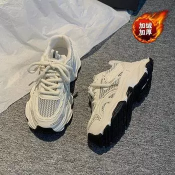 Platform dad shoes women s height increase versatile casual shoes autumn and winter new velvet thickened sports shoes 35