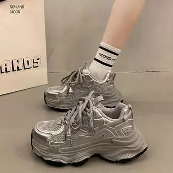 Platform dad shoes women s spring and autumn heightening new mesh breathable casual sneakers 35