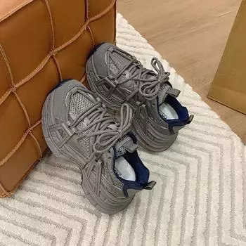 Platform dad shoes women s winter new retro color matching versatile height-enhancing small casual sports shoes 35