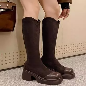 Platform High Heels Women High Boots Winter Fashion Party Shoes Women 2024 Trend Walking Dress Shoes Punps Chelsea Mujer Botas 35