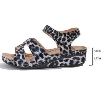 Platform Sandals Summer Fashion Women Wedges Retro Leopard Print Outdoor Casual Beach Peep Toe Sandalias Mujer Plus Size 35-44 35
