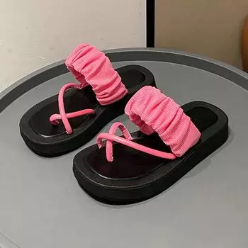 Platform Sandals Women s New Summer Beach Slippers Fashion Everything with High Wedges 35 чёрный