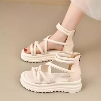 Platform sandals women s new summer fashion versatile design sense niche temperament one-word shoes 35