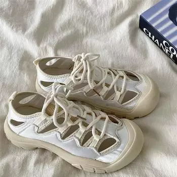Platform sandals women s outer wear summer new ugly cute big head shoes sports casual hole shoes 35