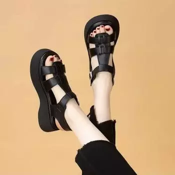 Platform sandals women s summer new small beach shoes commuting not tired feet versatile sandals 35