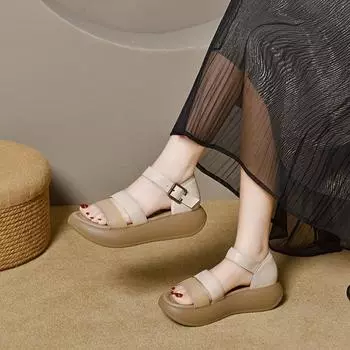 Platform sandals women s summer open-toe bags and casual sandals simple temperament color matching muffins and sandals 35