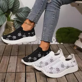 Platform shoes 2024 new thick-soled knitted light-mouth low-top foreign trade large-size fashionable women s sports and leisure shoes 36 чёрный