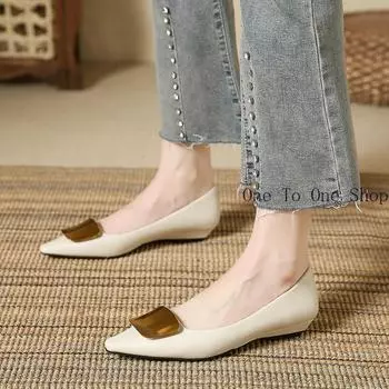 Platform Shoes Low Heeled for Women s New Dance Elegant Square Buckle Soft Leather Comfortable Flat Shoes for Female 35