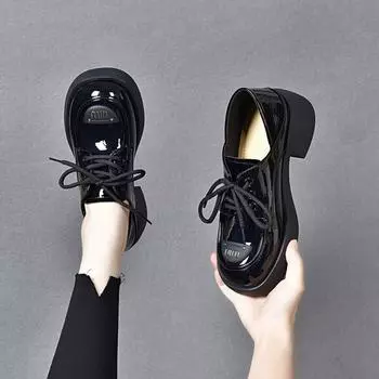 platform shoes women s niche personality lace-up waterproof table muffin heel one shoe two wear single shoes small leather shoes 35