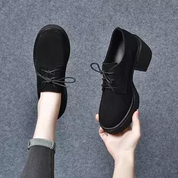 Platform shoes women s spring new black round head waterproof table thick heel muffin heel single shoes four seasons shoes 34