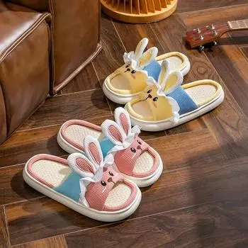 Platform Slippers Women Home Cartoon Cute Rabbit Designer Shoes Girls Casual House Fashion Popular Slides Flats Indoor Open Toe 36-37 розовый