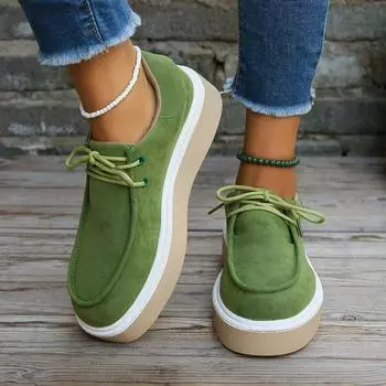 Platform Sneakers Women 2024 New Increasing Casual Sneaker Fashion Lace Up Women Shoes Solid Color Women s Sneakers Zapatillas 36 зелёный