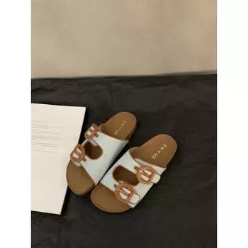 Platform-soled Boken slippers women s shoes Zixia outer wear new design sense casual word sandals 35