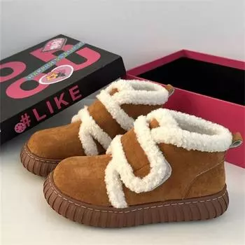 Platform-soled fashion bread shoes versatile casual snow boots women s 2024 winter velvet thickened Velcro Mao Mao cotton shoes 35