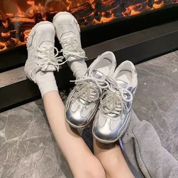 Platform-soled German training shoes women s 2025 spring new sports and leisure shoes mesh breathable retro versatile comfortable Forrest Gump shoes 35 белый