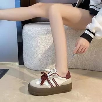 Platform-soled German training shoes women s 2024 autumn and winter new student board shoes retro color matching sports and leisure shoes Korean versi 35