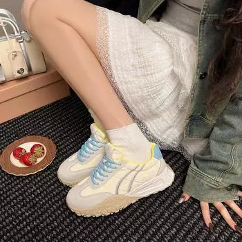 Platform-soled sports shoes women s 2025 spring new casual shoes Forrest Gump shoes breathable and lightweight soft-soled retro versatile single shoes 35 жёлтый