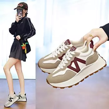 Platform sports women s shoes running lightweight ins tide 2025 summer versatile casual comfortable Forrest Gump shoes dad shoes 35 чёрный