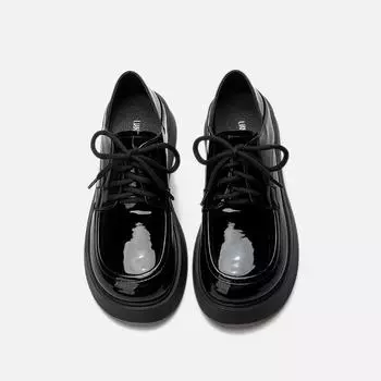 Туфли на платформе из толстой кожи для женщин, весна и осень, универсальные, на шнуровке, в британском стиле, в стиле ретро, с круглым носком, туфли «Мэри Джейн» с большим носком 34