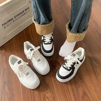 Platform white shoes tide 2024 autumn and winter new Korean version retro black and white board shoes muffin casual height increase sports women 35 белый
