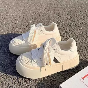 Platform white shoes women s 2024 new summer popular breathable mesh shoes casual sports shoes versatile board shoes tide 35