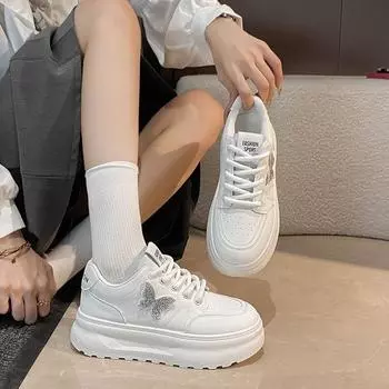 Platform white shoes women s 2024 new autumn women s shoes muffin heightening board shoes sports shoes women s lightweight running shoes 35 белый