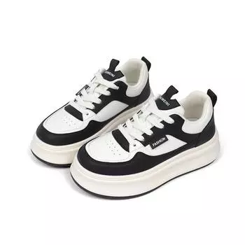 Platform white shoes women s 2025 spring new leather mesh breathable and lightweight versatile small sports and leisure board shoes 35