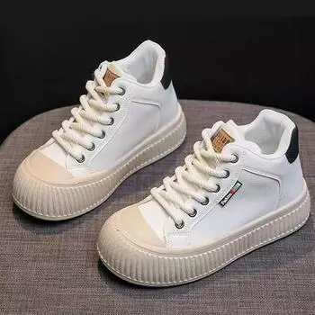 Туфли на платформе белые женские осенние новые высокие спортивные повседневные туфли в форме печенья универсальные нишевые женские туфли 35