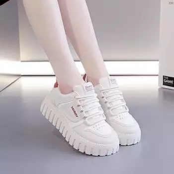 Platform white shoes women s fashion versatile spring and autumn 2025 spring breathable new popular order surge casual sports shoes 35 чёрный