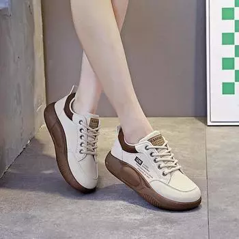 Platform white shoes women s ins trendy and versatile niche spring and autumn new casual board women s shoes 41 хаки