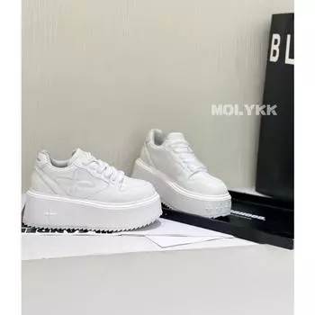 Platform white shoes women s leather spring and autumn new versatile breathable height-increasing muffin sneakers small man 35 белый