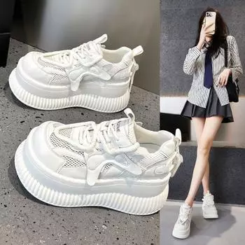 Белые туфли на платформе, женские летние новые универсальные и легкие амортизирующие туфли для занятий спортом на доске 35