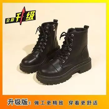 Платформа британские короткие ботинки универсальный толстый каблук инс одинарные ботинки 2025 осень и зима новые европейская станция платформа ботинки Мартин женские 35