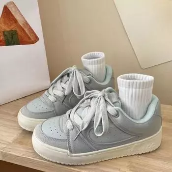 Платформа Ниш Ретро Борд Кроссовки Женская Весна и Осень Новая Повседневная Спортивная Обувь Модные Универсальные Белые Туфли 35