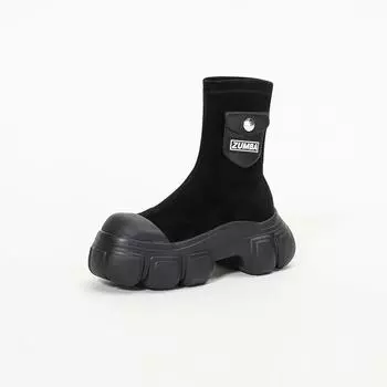 Платформа Женские Высокие Сапоги Плоские Туфли Зимние Новые Дизайнерские Готические Высокие Сапоги Гладиатор Мотоциклетные Ботинки 35