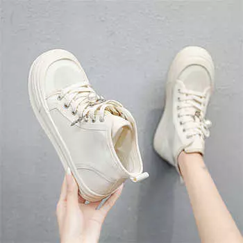 Высокие белые высокие кеды на платформе женские весенне-осенние ботинки туфли низкие женские ботильоны спортивная новинка 35