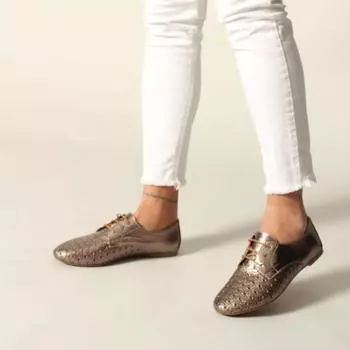 Платиновая штапельная женская повседневная обувь из натуральной кожи