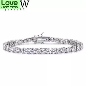 Платиновое покрытие серебро 12.4ctw 18см Длина 4мм F почти бесцветный муассанит теннисный браслет для женщин 18cm