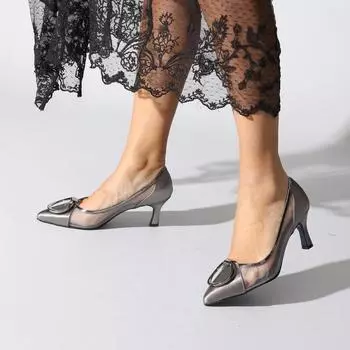 Платиновые женские классические туфли на каблуке