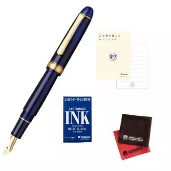 Platinum Fountain Pen Century Chartres Blue Fine Soft SF with Ink Cartridge Set of 4 #3776 PNB-15000#51