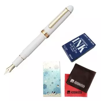 Platinum Fountain Pen Century Chenonceau White Medium Point M with Ink Cartridge Set of 4 #3776 PNB-15000#2