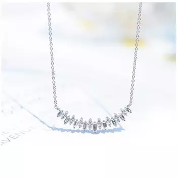 Platinum Smile Necklace Brilliant Ladder Square Diamond Clavicle Chain Platinum Real Diamond