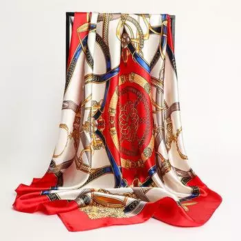 Платки для волос, шелковый шарф 90*90 см, атласный большой квадратный шелковый шарф, платки для женщин, роскошный бренд, дизайнерский хиджаб, повязка на голову